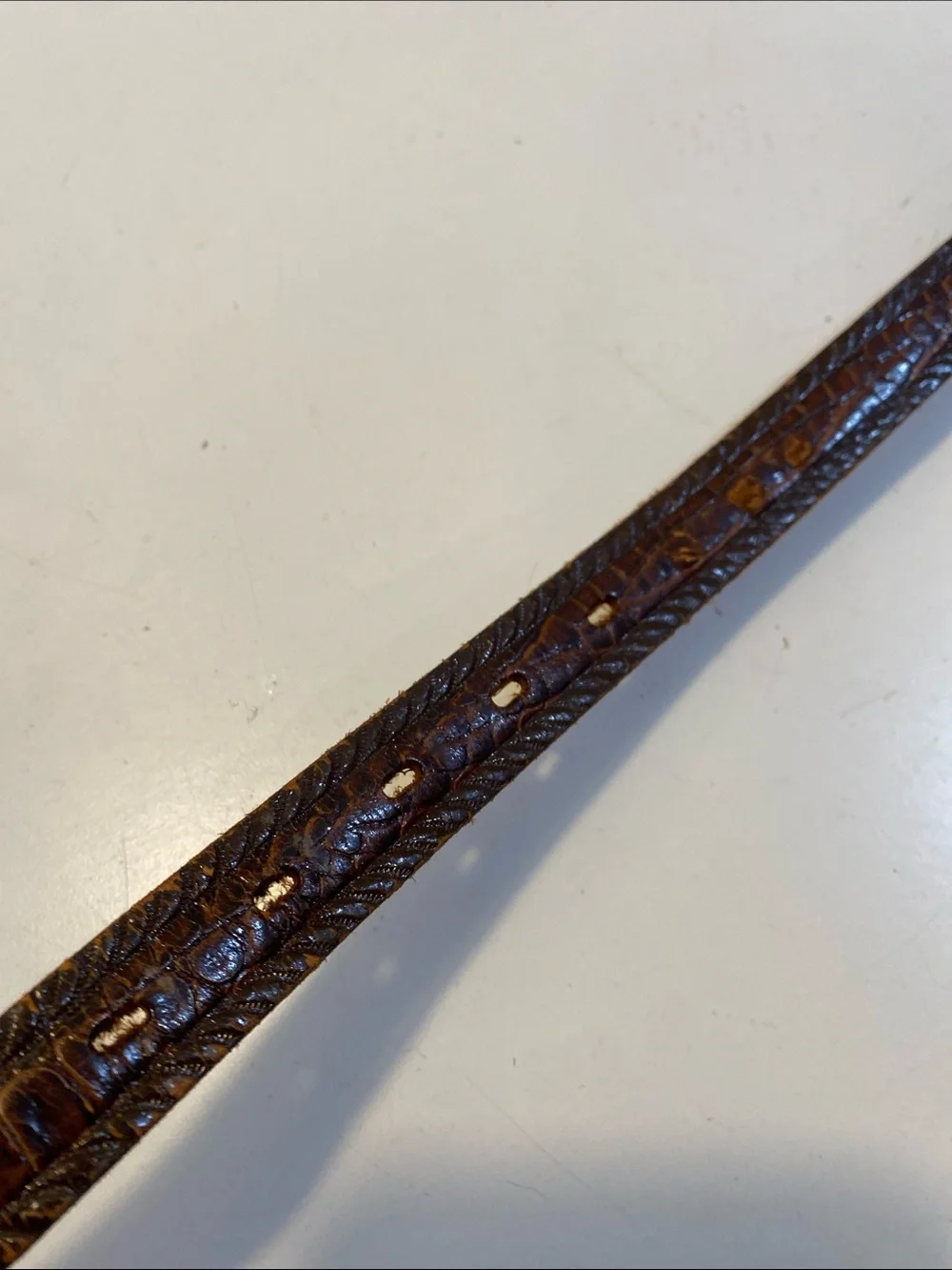 Brown Cowhide Leather Belt Msde In Paris with Antiqued Brass Buckle Sx 34